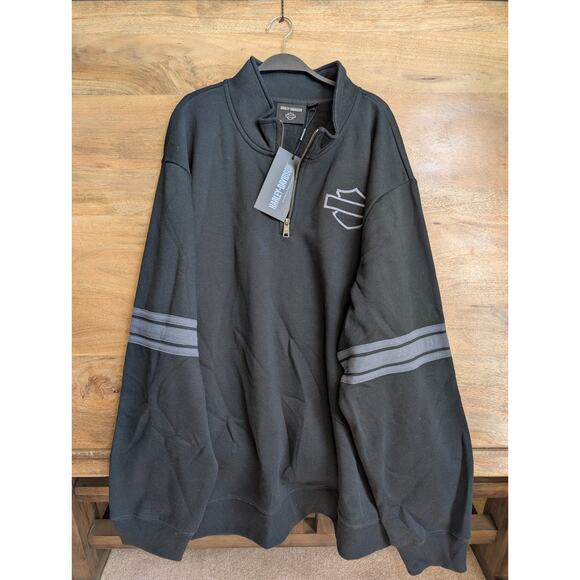 Harley-Davidson Sweatshirt Mens 4XL Dark Gray Relaxed Fit 1/4 Zipper 96100-2 NWT - Picture 1 of 4